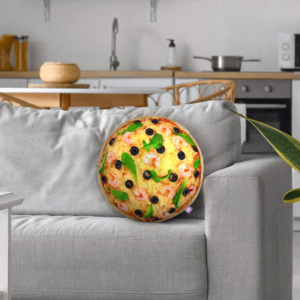 Pizza With Shrimp Throw Pillow By All About Vibe