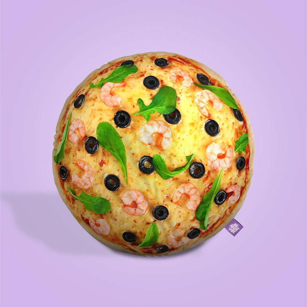Pizza With Shrimp Throw Pillow By All About Vibe