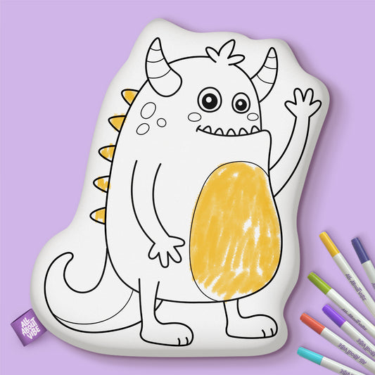 10" Almohada para Colorear con Monstruos Amigables de Halloween