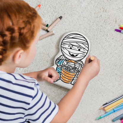 10" Halloween Mummy Trick-or-Treat Coloring Pillow