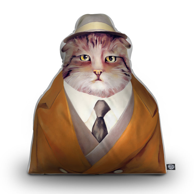Detective Cat Throw Pillow By Animal Crew - by all about vibe