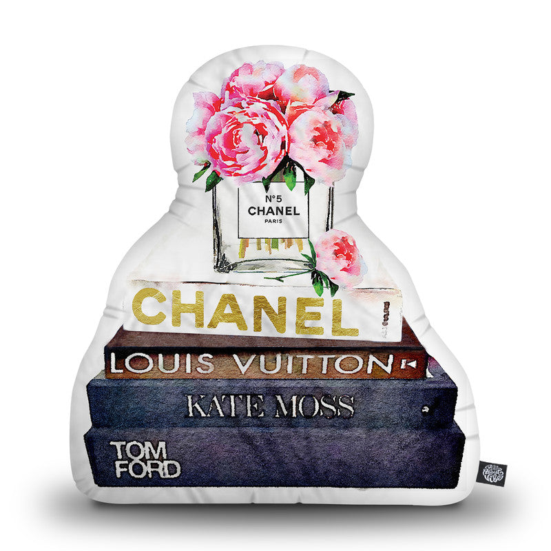 Peonies And Fashion Books Shaped Throw Pillow by Amanda Greenwood - by all about vibe
