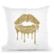 Gold Lips Drip Throw Pillow By Amanda Greenwood