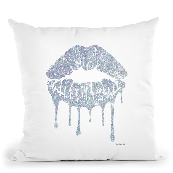 Silver Lips Drip Throw Pillow By Amanda Greenwood