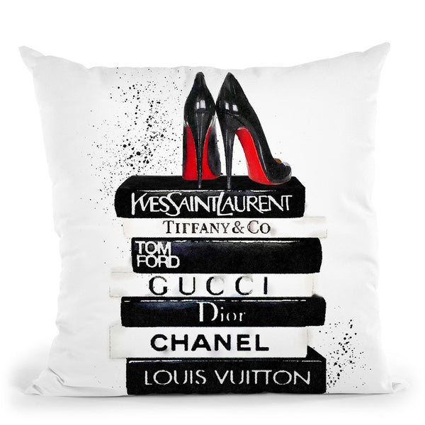 Medium Books Grey Tone, Black Shoes Red Sole Throw Pillow By Amanda Gr –  All About Vibe