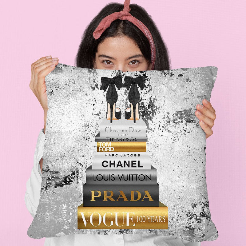 Black Chanel Throw Pillow