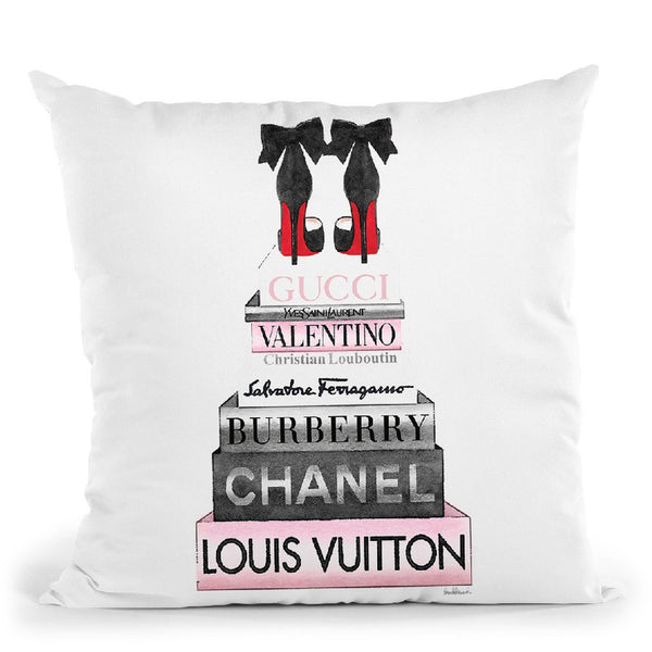 Tall Pink And Silver With Bow Shoes, Throw Pillow By Amanda Greenwood – All  About Vibe