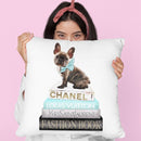 New Books Grey Teal With Brindle Frenchie Throw Pillow By Amanda Greenwood