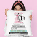 Baking Books In Grey And Teal Pink Mixer Throw Pillow By Amanda Greenwood