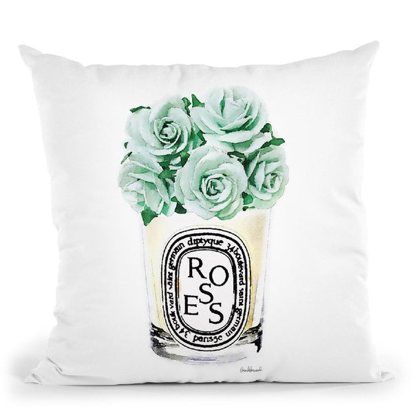 Candle With Mint Roses Throw Pillow By Amanda Greenwood