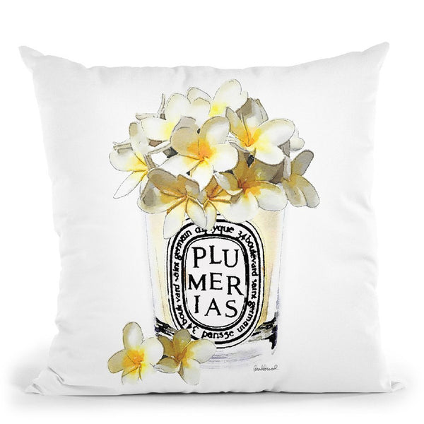 Candle With Yellow Plumerias Throw Pillow By Amanda Greenwood