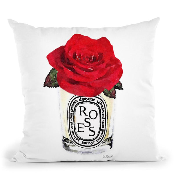 Candle With Red Rose Throw Pillow By Amanda Greenwood