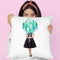 Audrey Holding Balloons, Teal Throw Pillow By Amanda Greenwood