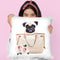 Grey/Tan Shoulder Bag With Cream Pug Throw Pillow By Amanda Greenwood