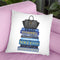 Tall Blue Books, Black Bag Throw Pillow By Amanda Greenwood
