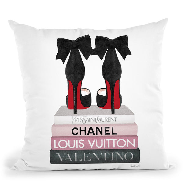 Medium Books Pink Tone, Black Shoes Red Sole Throw Pillow By Amanda Gr –  All About Vibe