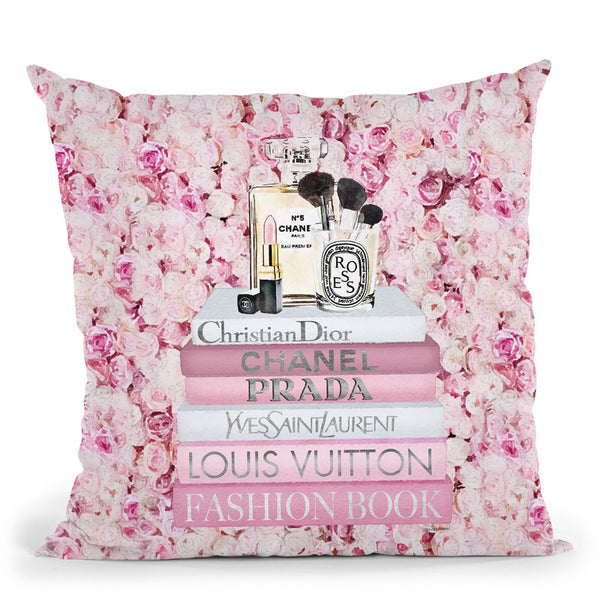 Pink Books Throw Pillow By Martina Pavlova – All About Vibe