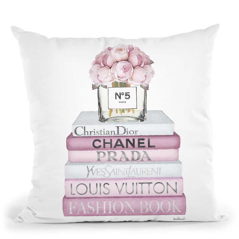 Pink Tone Books With Peony Vase, Silver Font Throw Pillow By Amanda Gr –  All About Vibe