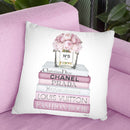 Pink Tone Books With Peony Vase, Silver Font Throw Pillow By Amanda Greenwood