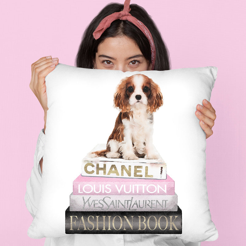 New Books Grey Blush With King Charles Puppy Throw Pillow By Amanda Greenwood