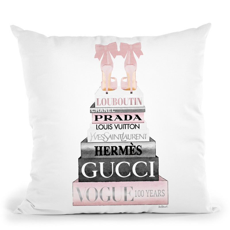 Tall Pink And Silver With Bow Shoes, Throw Pillow By Amanda Greenwood – All  About Vibe
