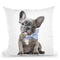 Grey Frenchie Puppy With Blue Bow Throw Pillow By Amanda Greenwood
