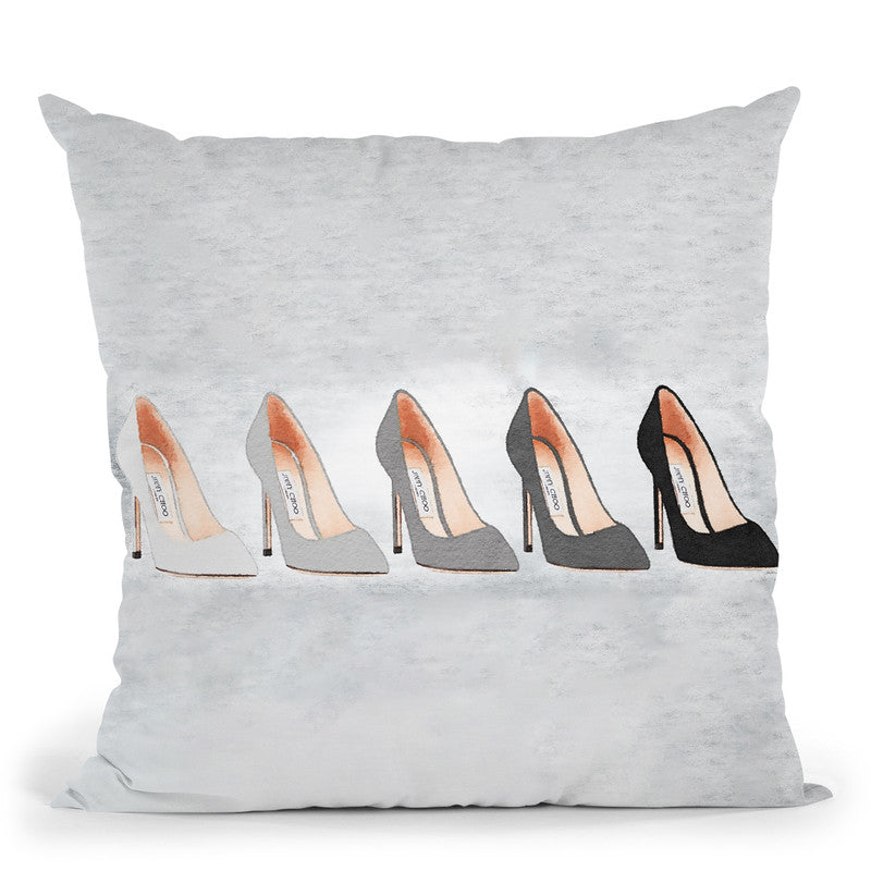 Landscape Grey Tone Shoes With Backgound Throw Pillow By Amanda Greenwood