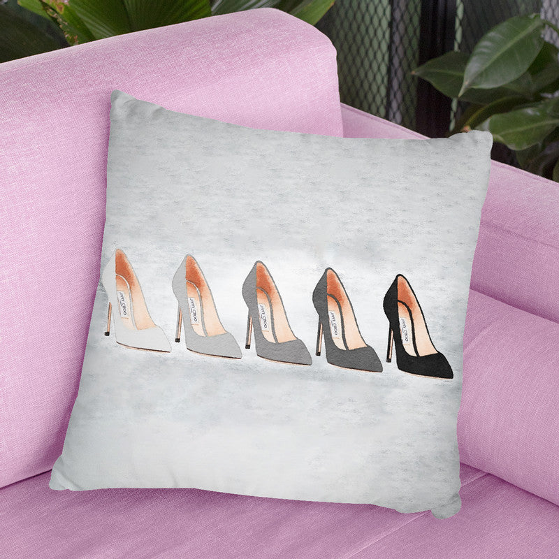 Landscape Grey Tone Shoes With Backgound Throw Pillow By Amanda Greenwood