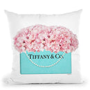 Teal Blue Shopper Pearl Handle Pink Hydrangeas Throw Pillow By Amanda Greenwood