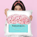 Teal Blue Shopper Pearl Handle Pink Hydrangeas Throw Pillow By Amanda Greenwood