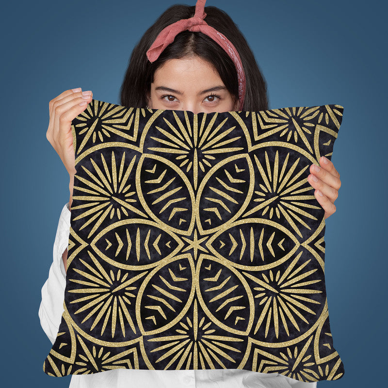 Art Deco Black Gold Pattern Throw Pillow By Andrea Haase