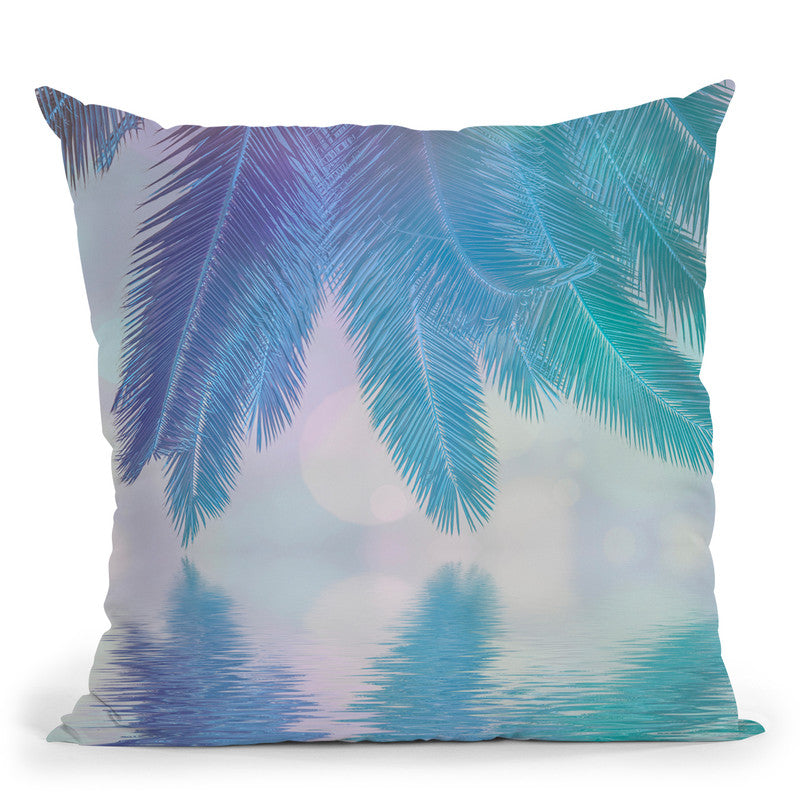 Blue Palm Tree Throw Pillow By Andrea Haase