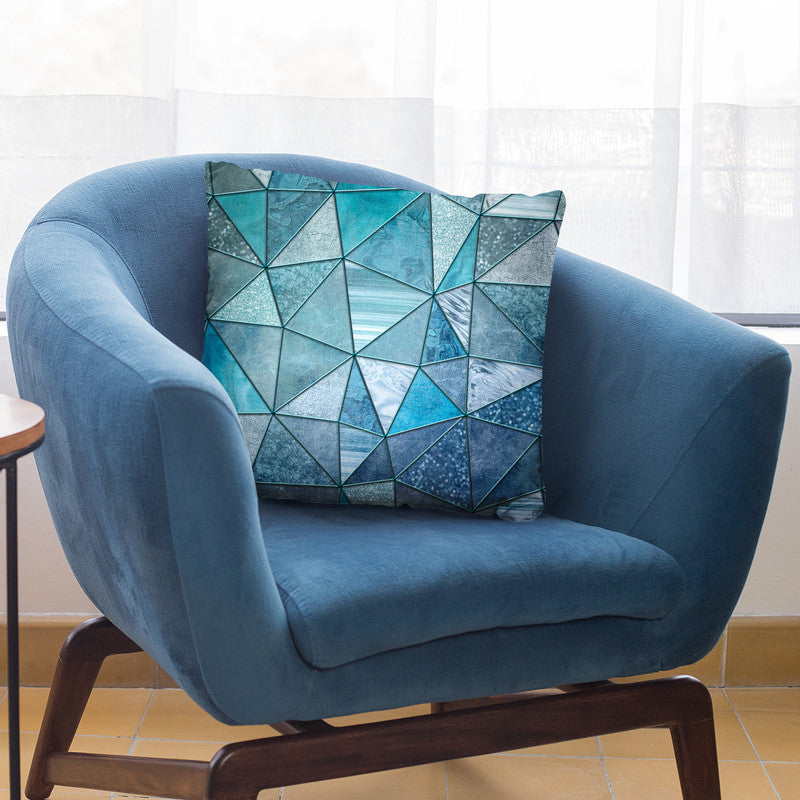 Blue Stained Glass Triangle Throw Pillow By Andrea Haase