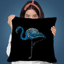 Flamingo Dot Art Blue Throw Pillow By Andrea Haase
