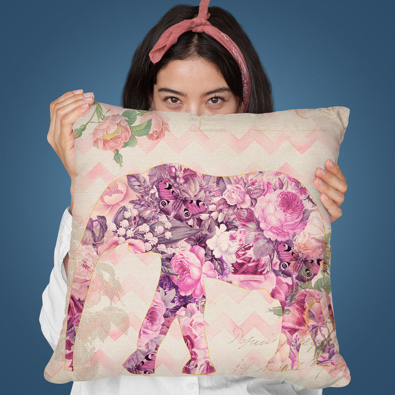 Flower Elephant I Throw Pillow By Andrea Haase