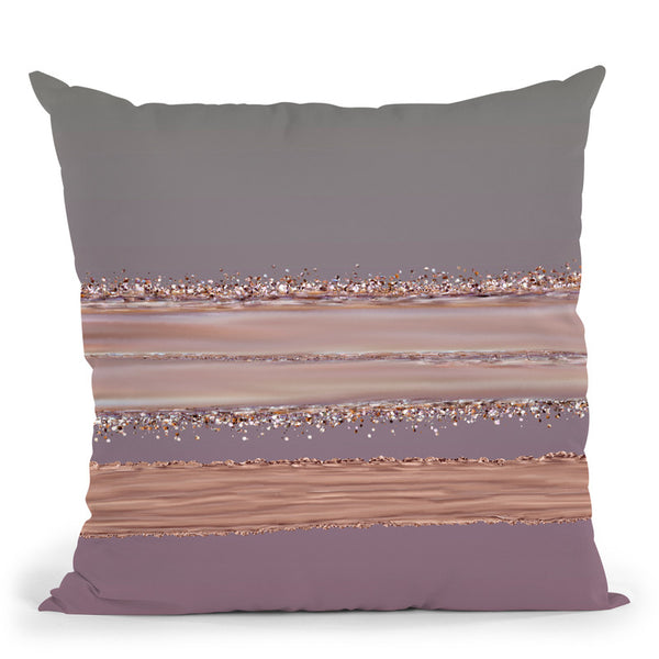 Glamour Stripes Rosegold Purple Throw Pillow By Andrea Haase