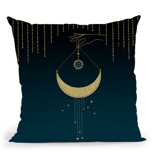 Hand And Moon Throw Pillow By Andrea Haase