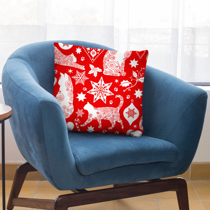 Merry Catmas Red I Throw Pillow By Andrea Haase