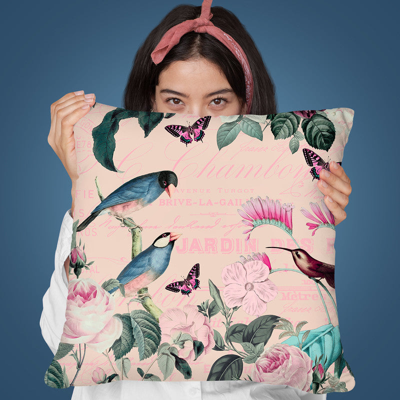 Pink Bird Romance Throw Pillow By Andrea Haase