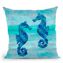 Sea Horse Blue Glam Throw Pillow By Andrea Haase