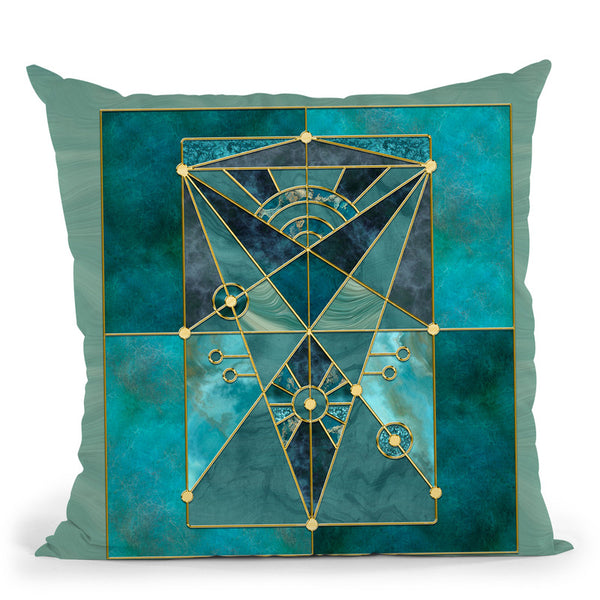 Stained Glass Turquoise Throw Pillow By Andrea Haase