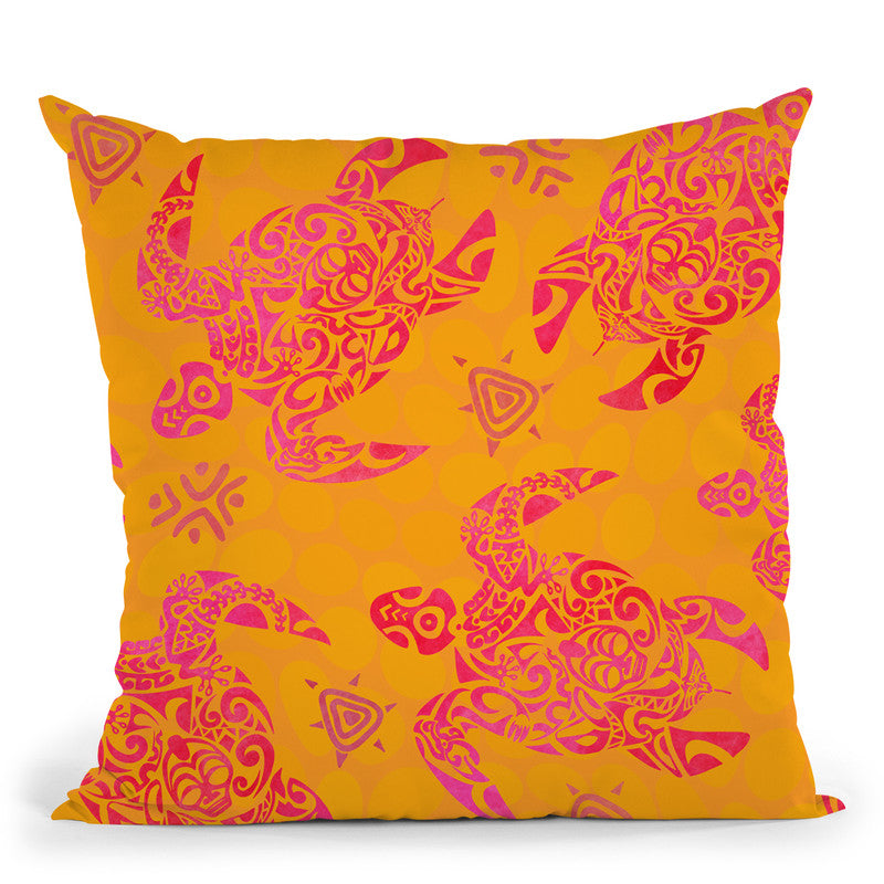 Turrtle Tribal Throw Pillow By Andrea Haase