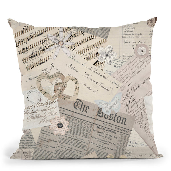 Vintage Letters Ephemera Throw Pillow By Andrea Haase