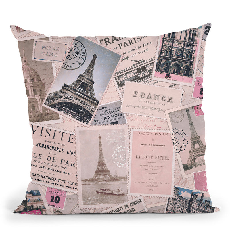 Vintage Postcards I Throw Pillow By Andrea Haase