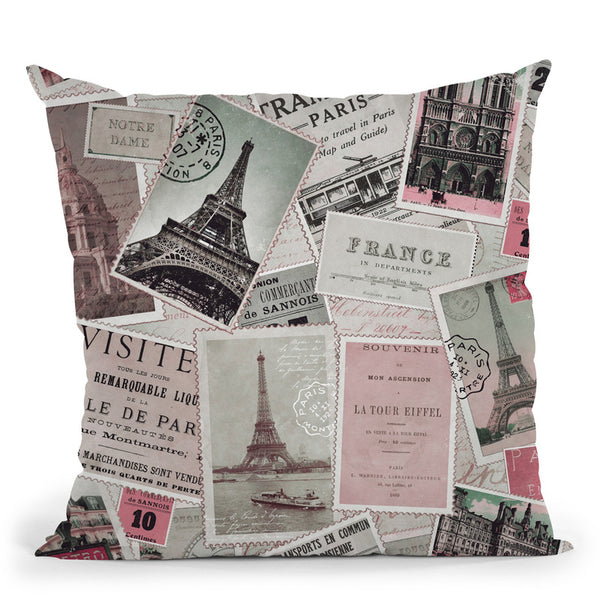 Vintage Postcards Throw Pillow By Andrea Haase