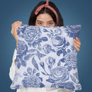 Vintage Roses Blue Throw Pillow By Andrea Haase