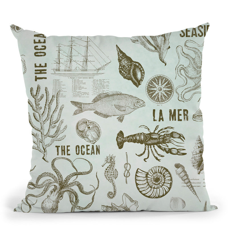 Vintage Sea Blue I Throw Pillow By Andrea Haase
