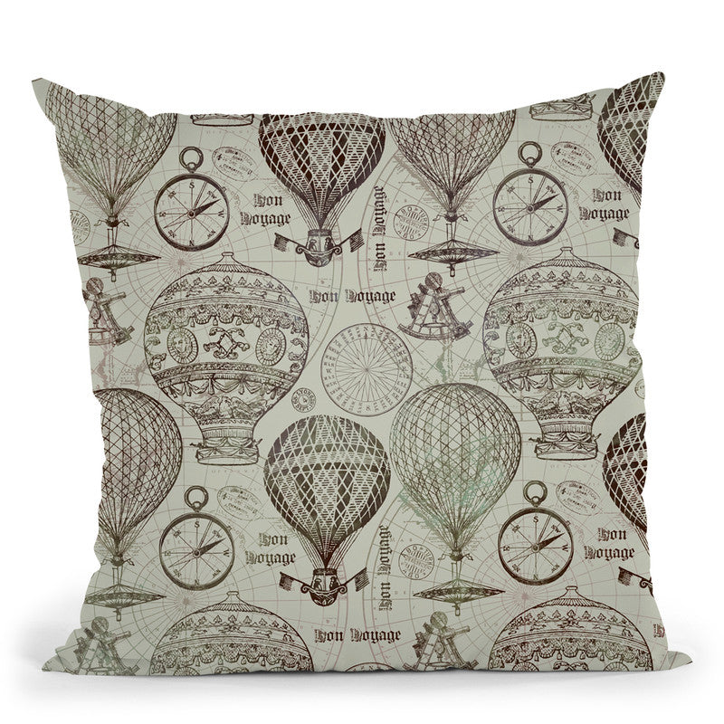Vintage Travel Green Throw Pillow By Andrea Haase