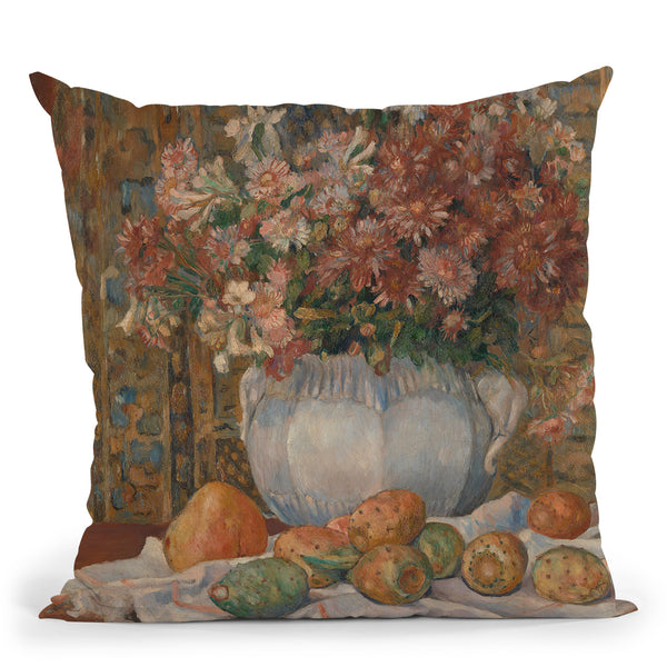 Still Life With Flowers And Prickly Pears Throw Pillow By Auguste Renoir