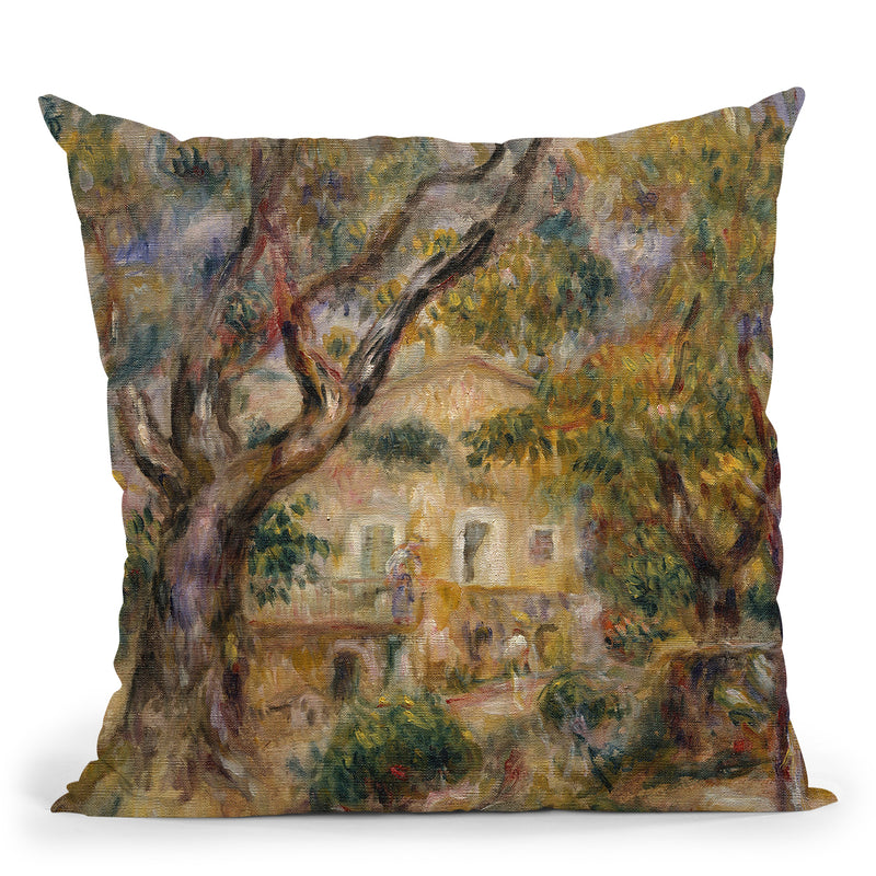 The Farm At Les Collettes, Cagnes Throw Pillow By Auguste Renoir